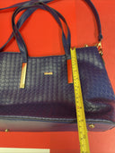 Minmin Blue Woven Large Tote Handbag Brass Gold Hardware - Excellent - 9.5”x15”