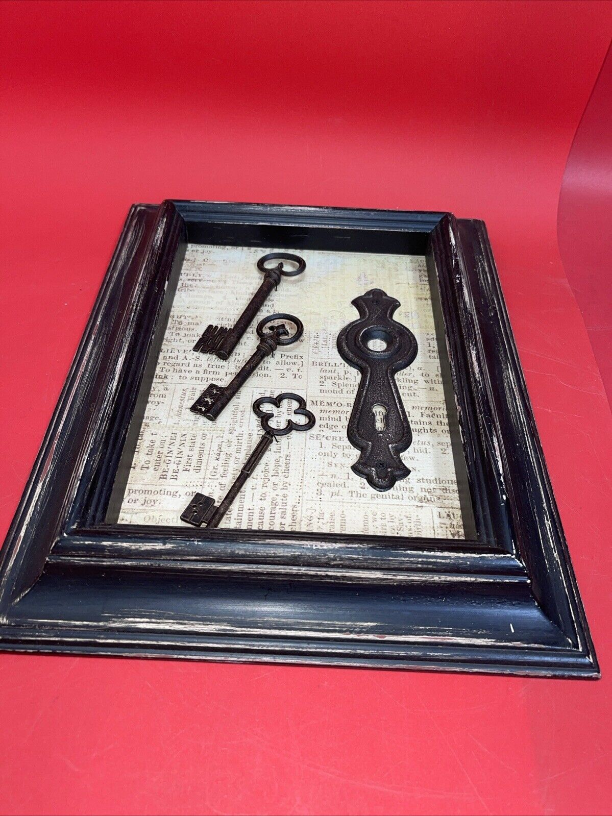 Framed Skeleton Keys and Doorknob & Keyhole Escutcheon Plate 13.5"x10.75