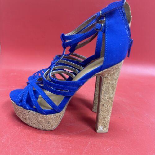 Charlotte Russe Lorde-12 Women's 5" Heels Pump Size 7 Zip Up Buckle Cobalt Blue