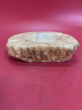 Genuine ALABASTER Ashtray - Hand Carved in ITALY - Heavy Mid Century