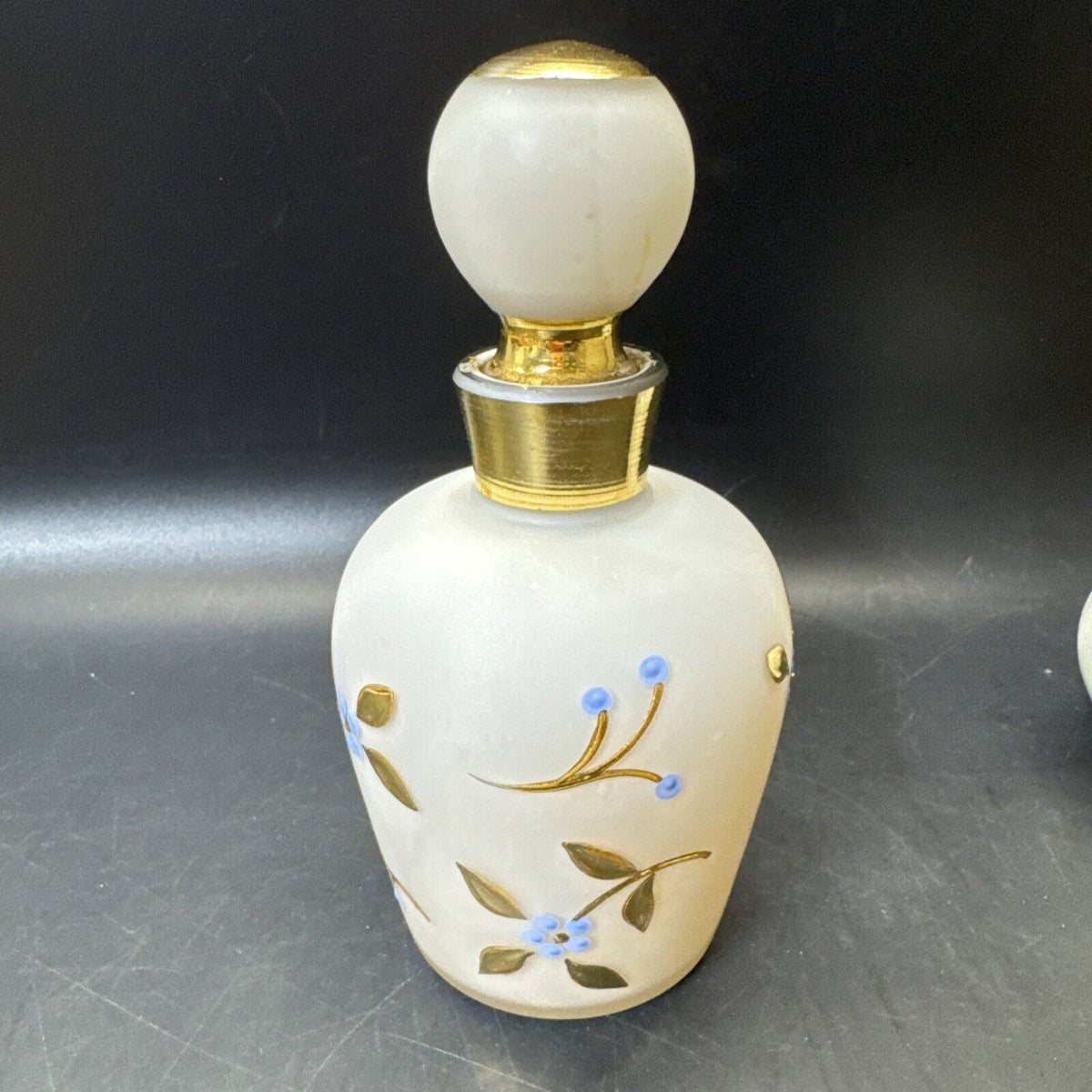 Vintage Perfume Bottles With Floral Design/ Lot Of 2