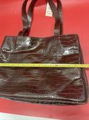 Vintage Lord & Taylor brown crocodile embossed genuine leather bag made in Italy
