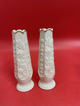 LENOX IVORY CHINA SMALL FLOWER/BUD Vase Butterfly China Set 2