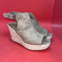 Universal Thread Brown Suede Espadrille Wedges Size 9 4 Inch Heel Open Toe