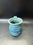 Studio Pottery Coffee Mug Cup Blue Green Wave Design Signed Beach Salt Life