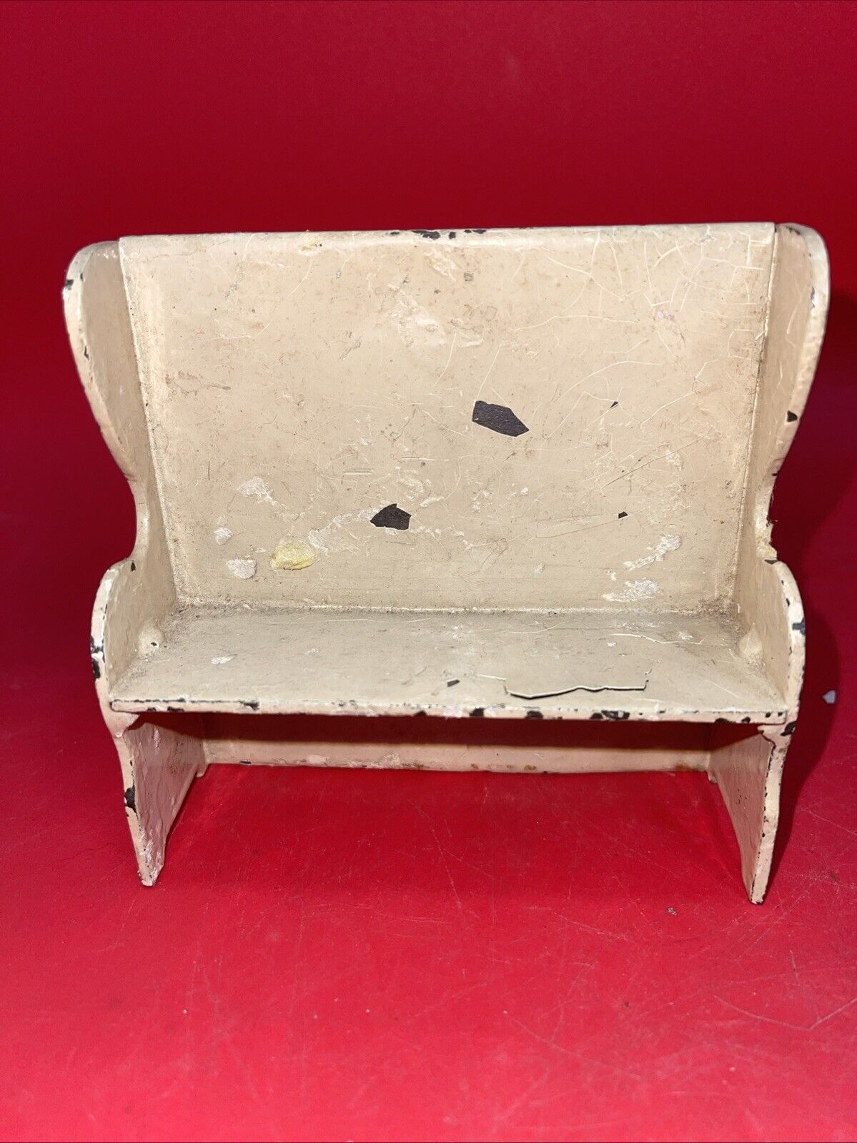 Vintage Aracade Cast Iron Doll House Miniature Table & Bench Chair