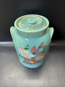 VINTAGE Cookie Jar  W/LID Hand Painted FLORAL Pottery