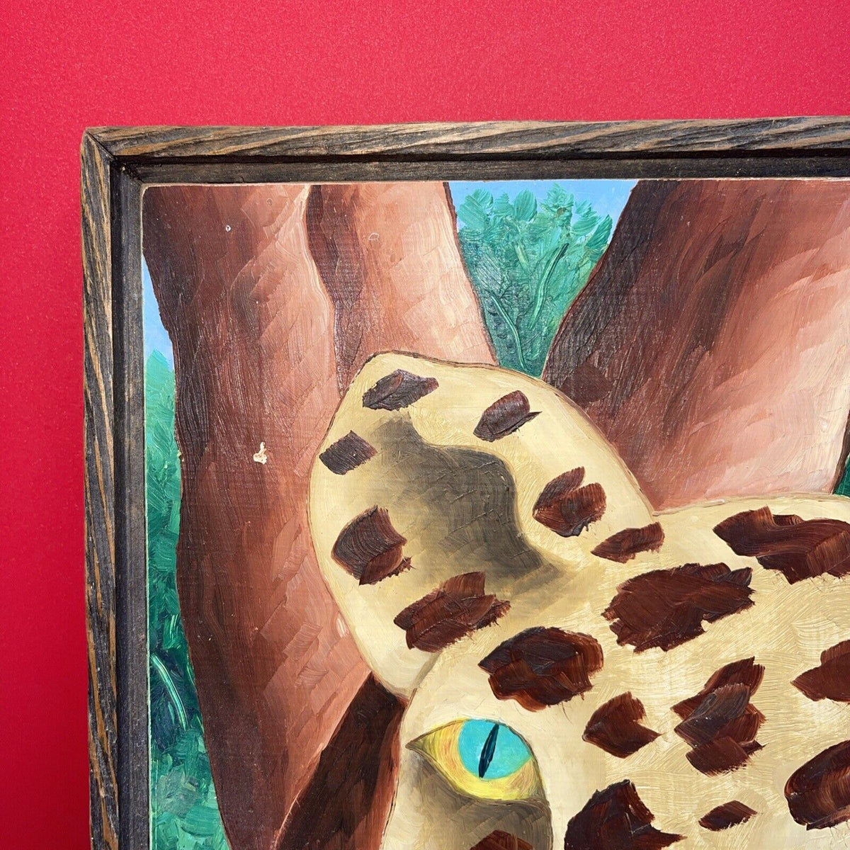 Vintage Painting Tiger Haiti Jungle