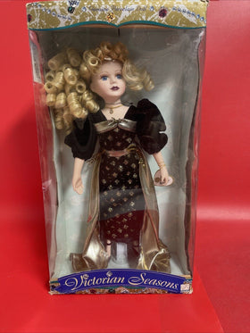 Victorian Seasons Genuine Porcelain Doll Vintage Brass Key Damage Box!