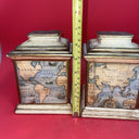 VTG Old World Map Cartography ceramic Canister Italy Lot 2