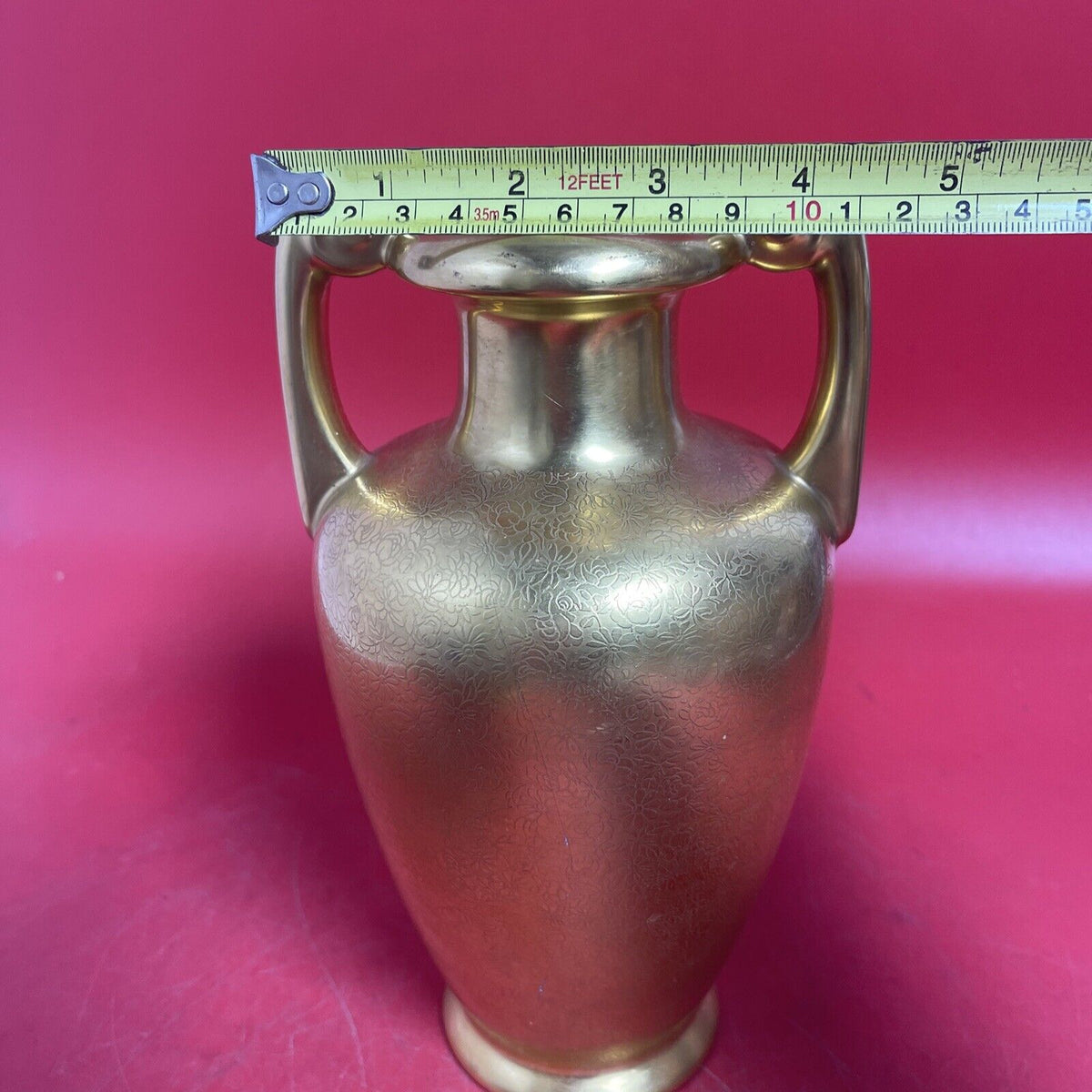 Vintage Gold Etched Pickard Vase/Urn,9" 876
