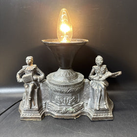 Art Deco Table Lamp Bronze Tone Cast Metal Saxophone Accordian