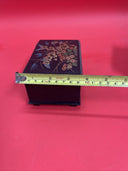 Asian Faux Lacquer Small Jewelry Box w/ Interior Mirror & Red Velvet Lining Lot2
