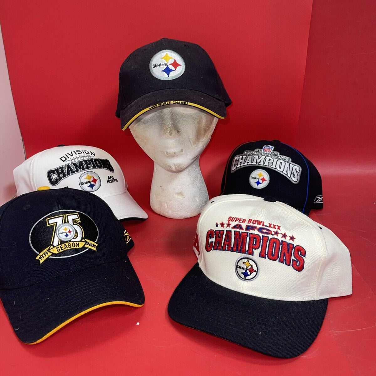 LOT OF 5 ASSORTED PITTSBURGH STEELERS CAPS / HATS # 3