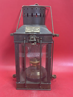 Brass Cargo Light Caged Ship's Barge Lantern Fluid Oil Lamp Nautical #3954 1939