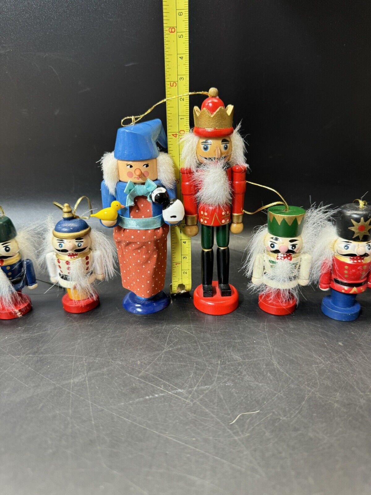 Lot Of 8 Small Wooden Nutcracker Ornaments