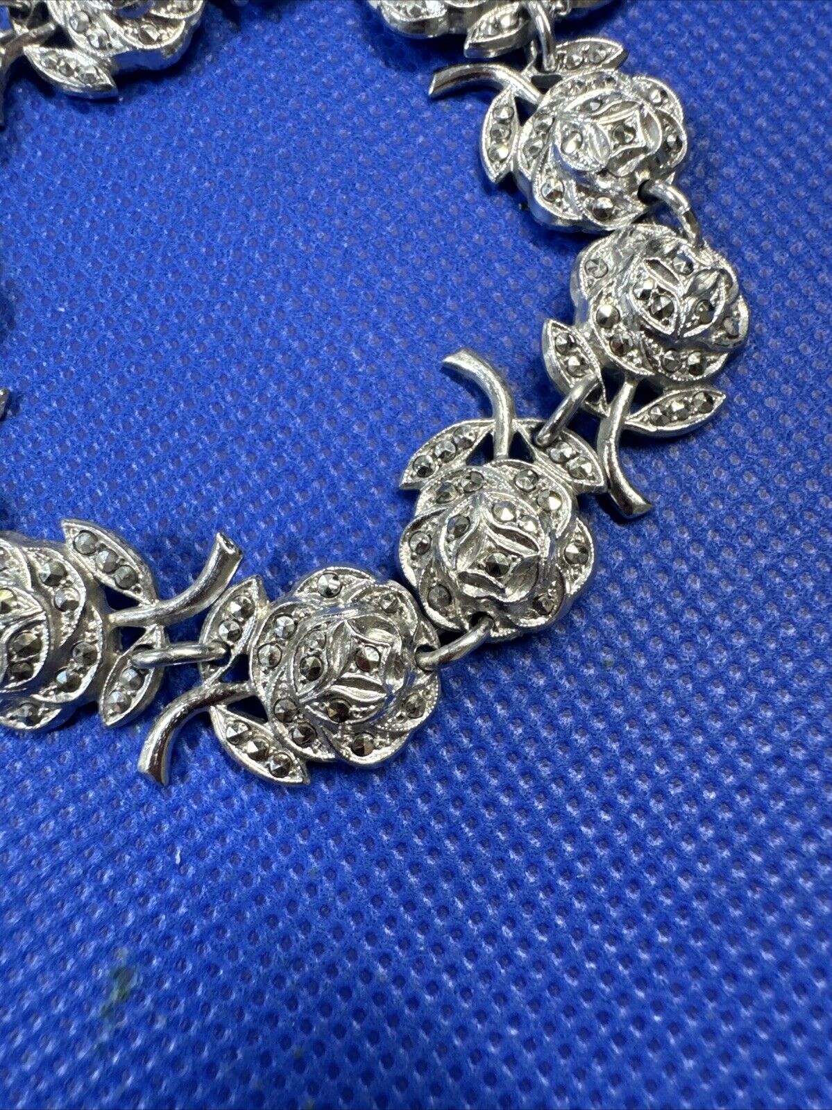 925 Sterling Silver Bracelet With Flowers, 21.4g