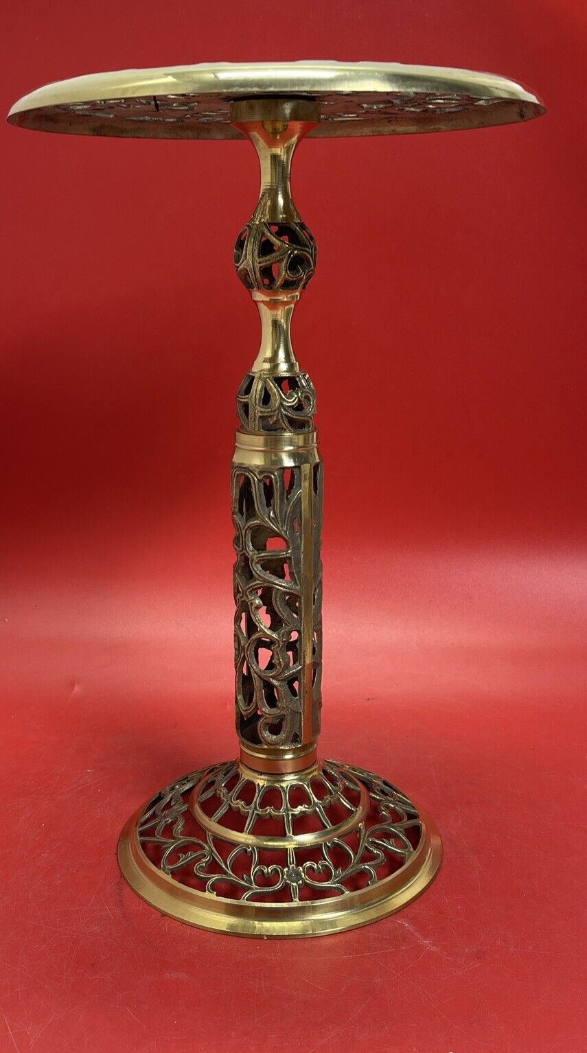 Vintage Brass Effect Metal Fretwork Plant Stand 17.5”