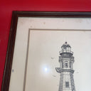 Vintage Pencil Drawing Nautical Lighthouse Art Signed