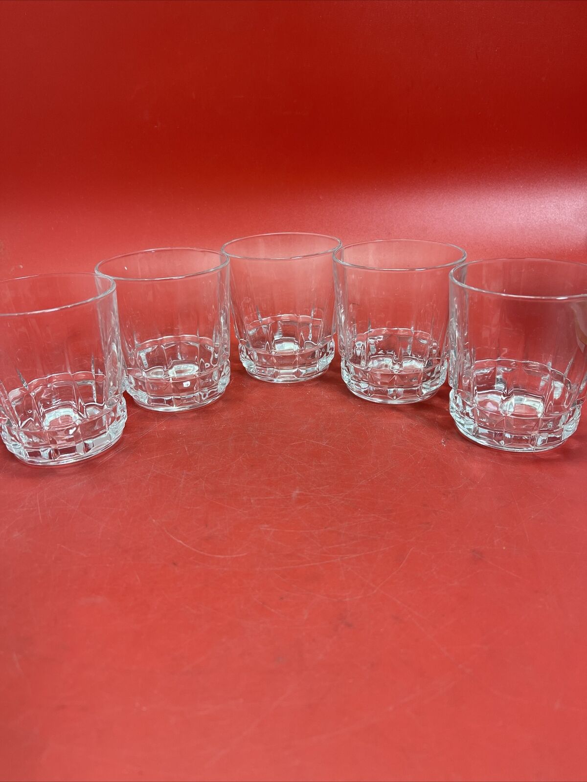 Lot of 5 crystal faceted double old fashioned glasses