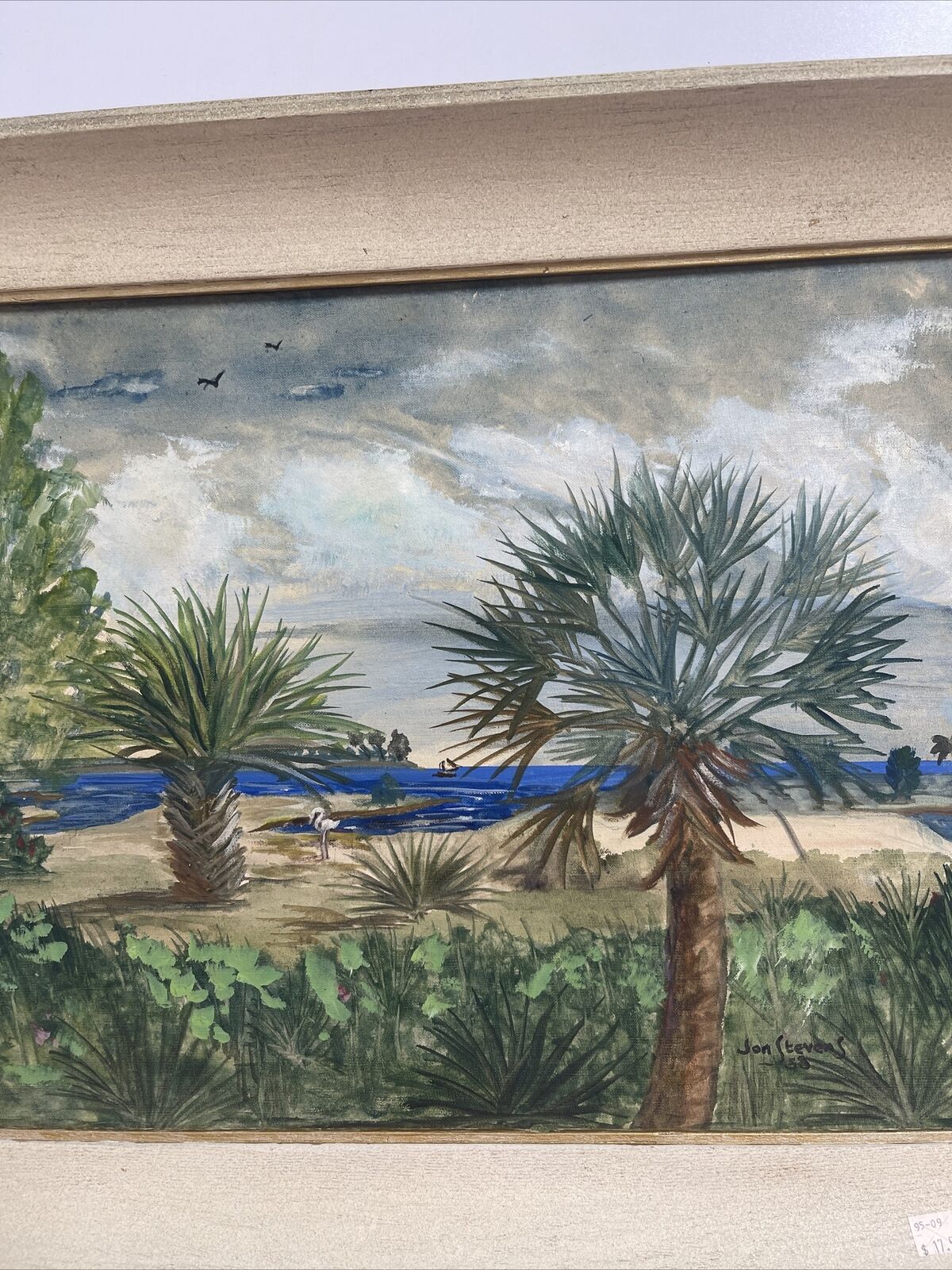 STEVENS ORIGINAL OIL ON CANVAS  PAINTING North Singer Islaad Florida 1953