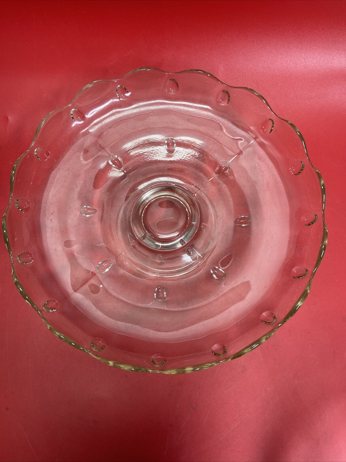 Vintage Scalloped Cake Plate /  Stand and Clear Cloche