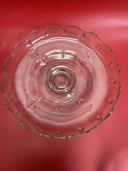 Vintage Scalloped Cake Plate /  Stand and Clear Cloche