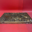 Antique Spanish Walnut Wardrobe Door with Hunting Motif 19”x12”