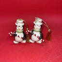 5 Lenox Ornaments Penguin, Snowman Ski, Teddy Bear Very Merry Porcelain