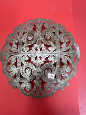 Antique Silverplate Expandable Trivet Au Bon Marche' - Paris Ornate Scrollwork