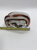 MURANO GLASS GEODE FREEFORM SMOKE AND CLEAR BOWl