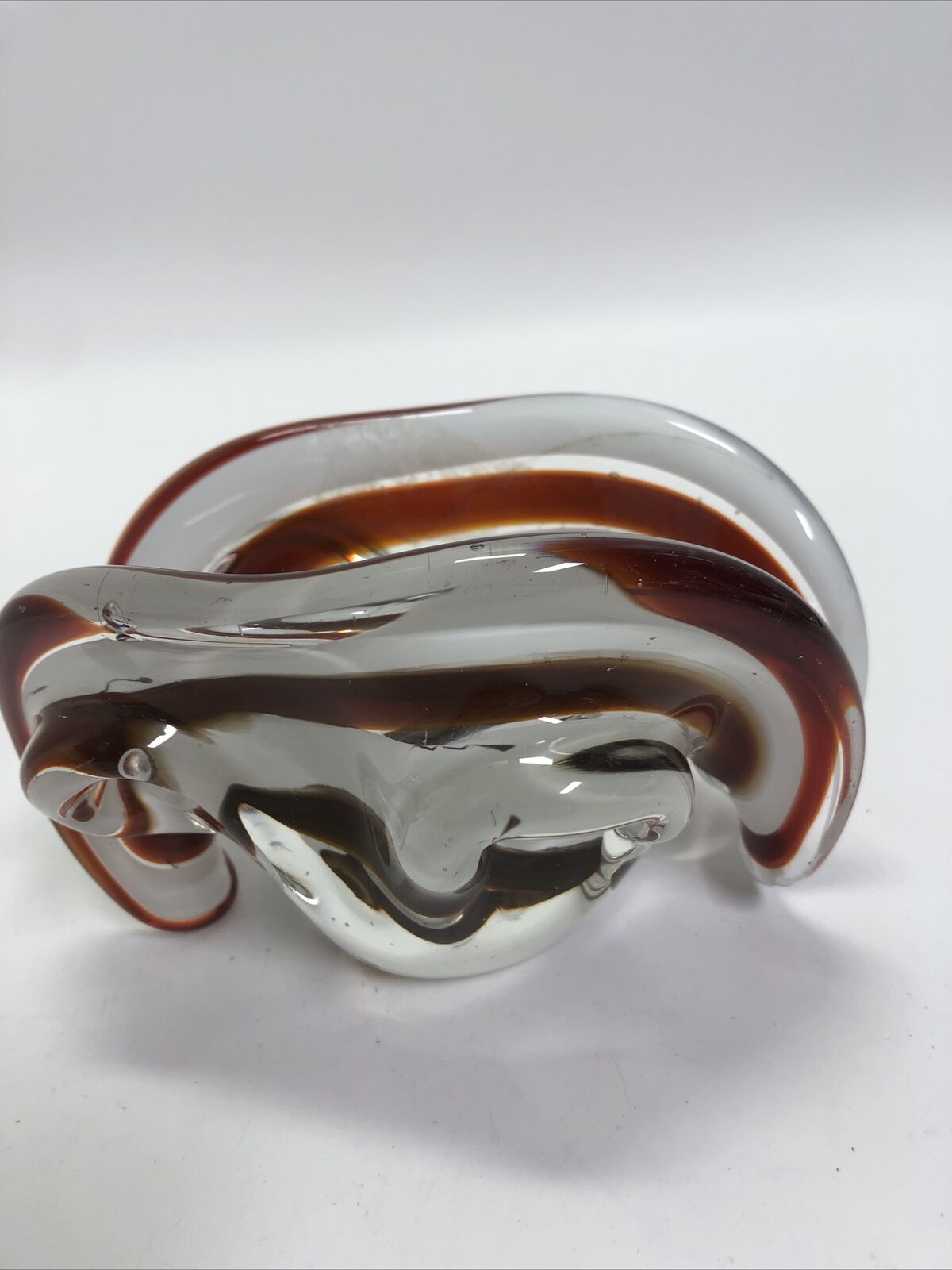 MURANO GLASS GEODE FREEFORM SMOKE AND CLEAR BOWl