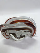 MURANO GLASS GEODE FREEFORM SMOKE AND CLEAR BOWl