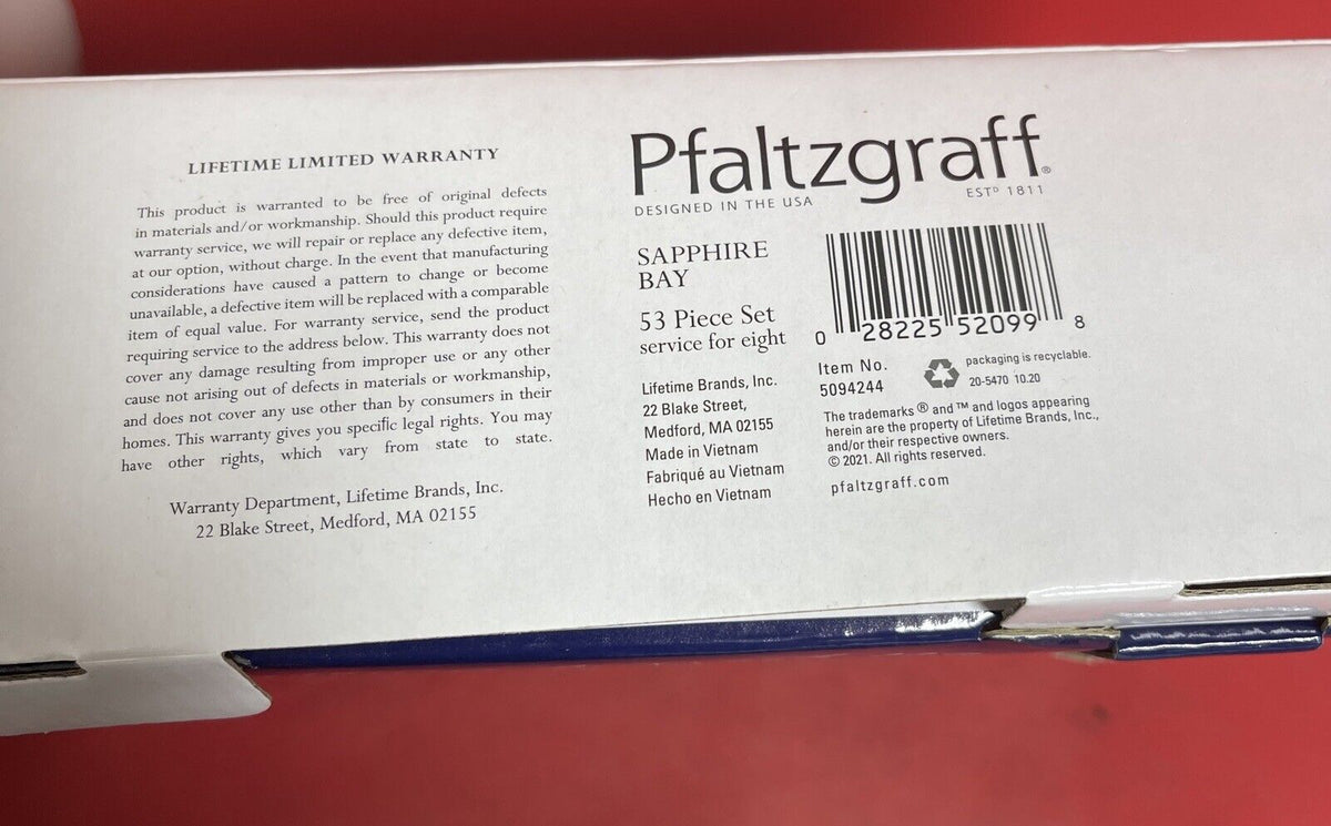 Pfaltzgraff Everyday Sapphire Bay Stainless Steel 53-Piece Flatware Box Damage!