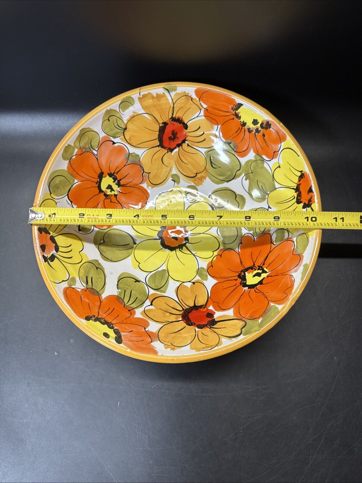 Vintage Floral Serving Bowl 10’/ Italy