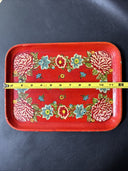 Vintage Wood Serving Tray Japan Hand Painted, Made In Japan