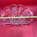 Vtg Imperlux Hand Cut Crystal Footed Centerpiece Bowl Emrossed Frosted Roses