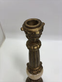 Pillar Candleholder Alabaster & Ornate Gold Gilt