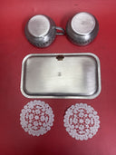 Oslo Pewter textured Cream and Sugar Set w/ Tray.  Perletinn design from Norway.