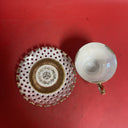 LM Royal Halsey Tea Cup & Saucer Very Fine Reticulated Gold Trim Vintage