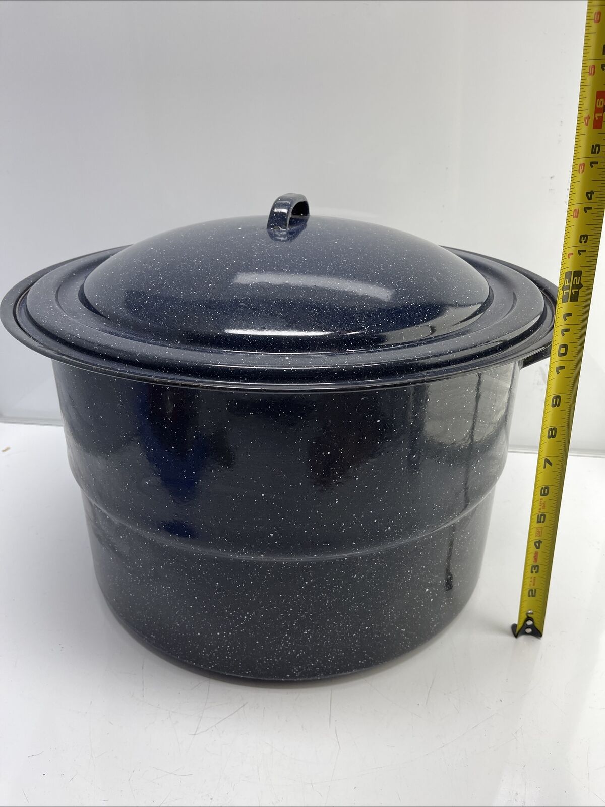 Cookware Vintage Canning Stock Pot Black Speckled XL w/ Wire Rack *