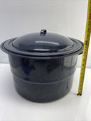 Cookware Vintage Canning Stock Pot Black Speckled XL w/ Wire Rack *