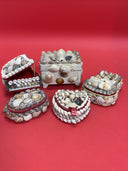 Vintage Sea Shell Encrusted Jewelry / Trinket Box Lot 5
