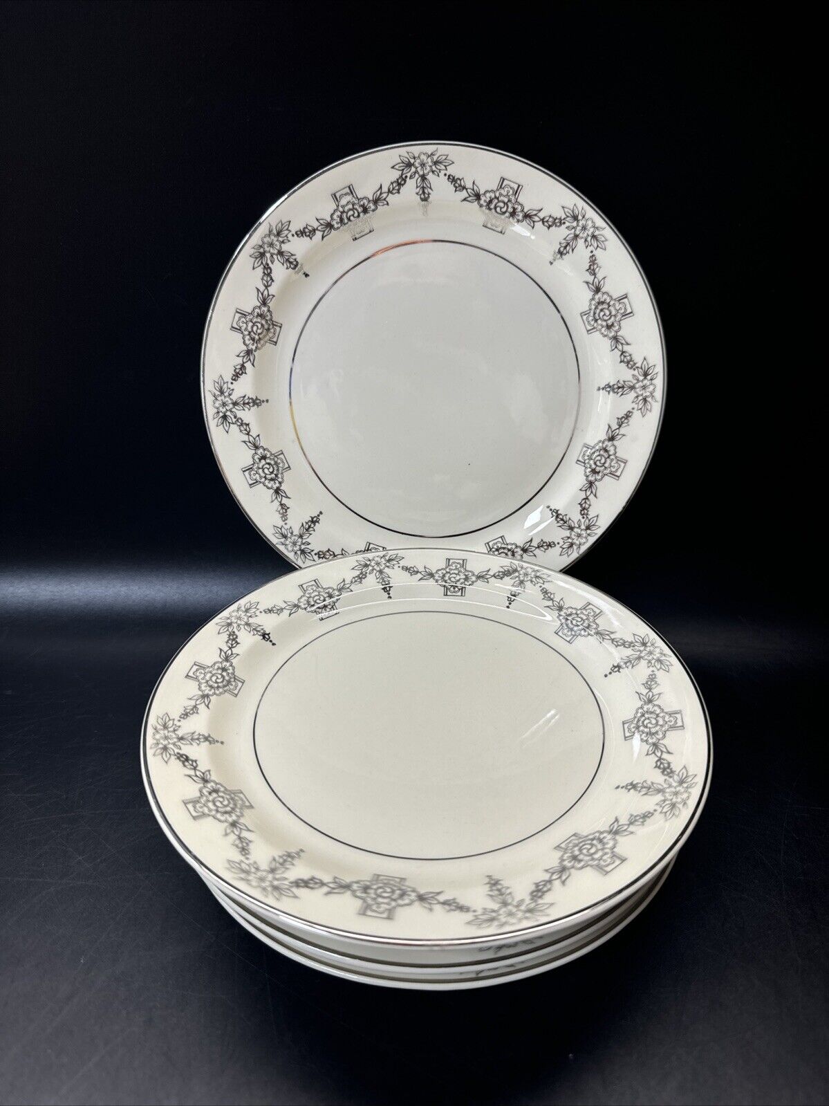 Vintage Taylor Smith & Taylor China with Platinum Trim 6.25"Dessert Plates/Lot 7