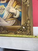 GLORIOUS ANTIQUE NUNS CONVENT FRAMED SACRED HEART JESUS 27" x 23”