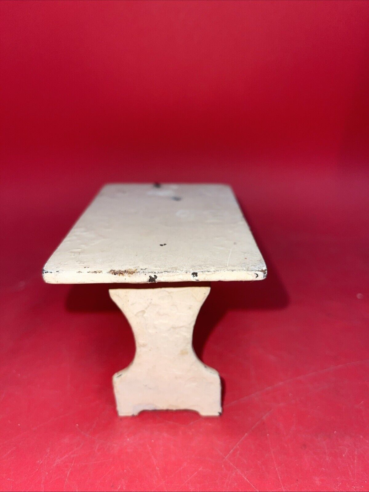 Vintage Aracade Cast Iron Doll House Miniature Table & Bench Chair