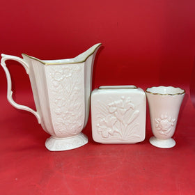 Lenox Rectangular Tiger Lily Vase -24 K Gold Trim-Lot 3