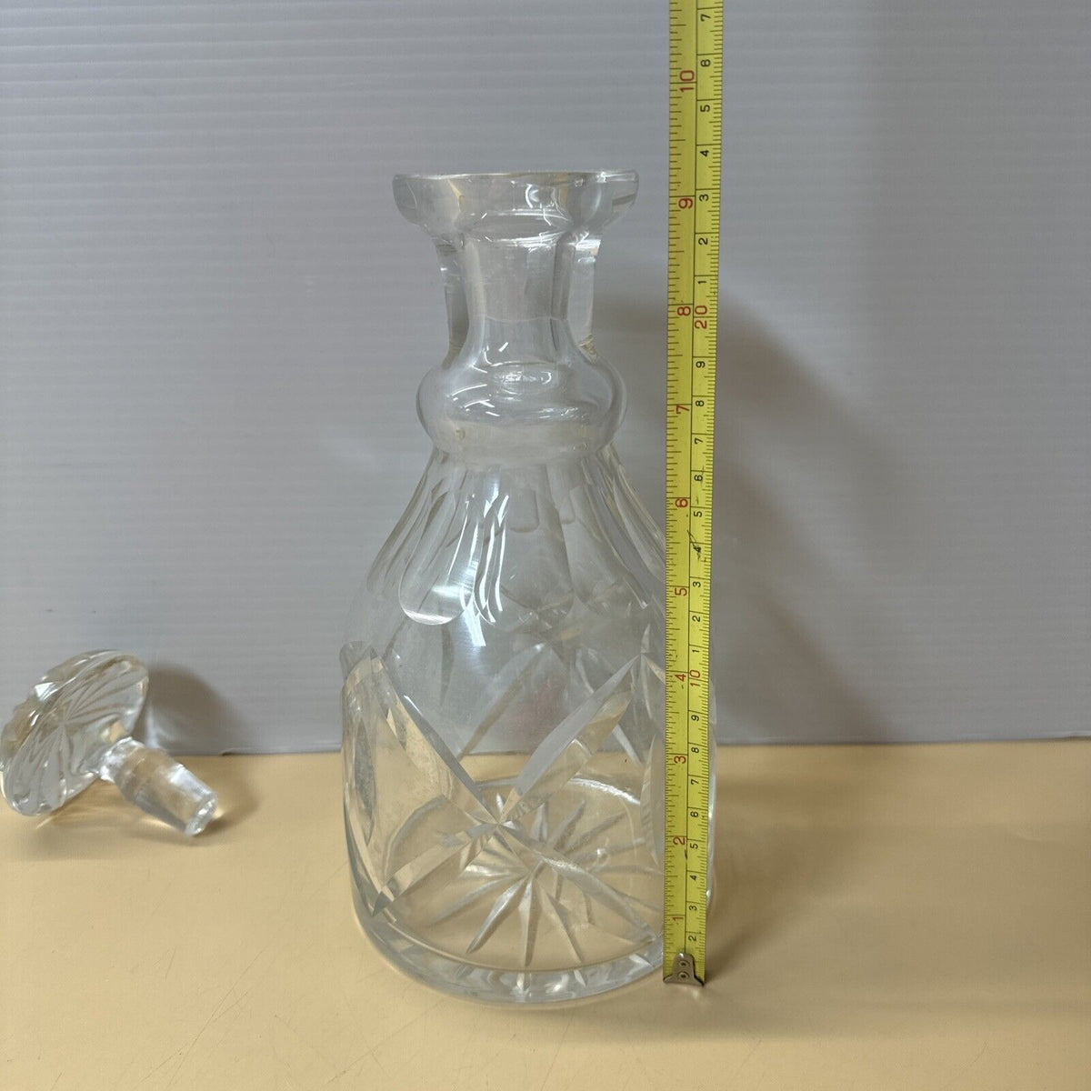 Vintage Clear Crystal Liquor Decanter 10.5” Tall