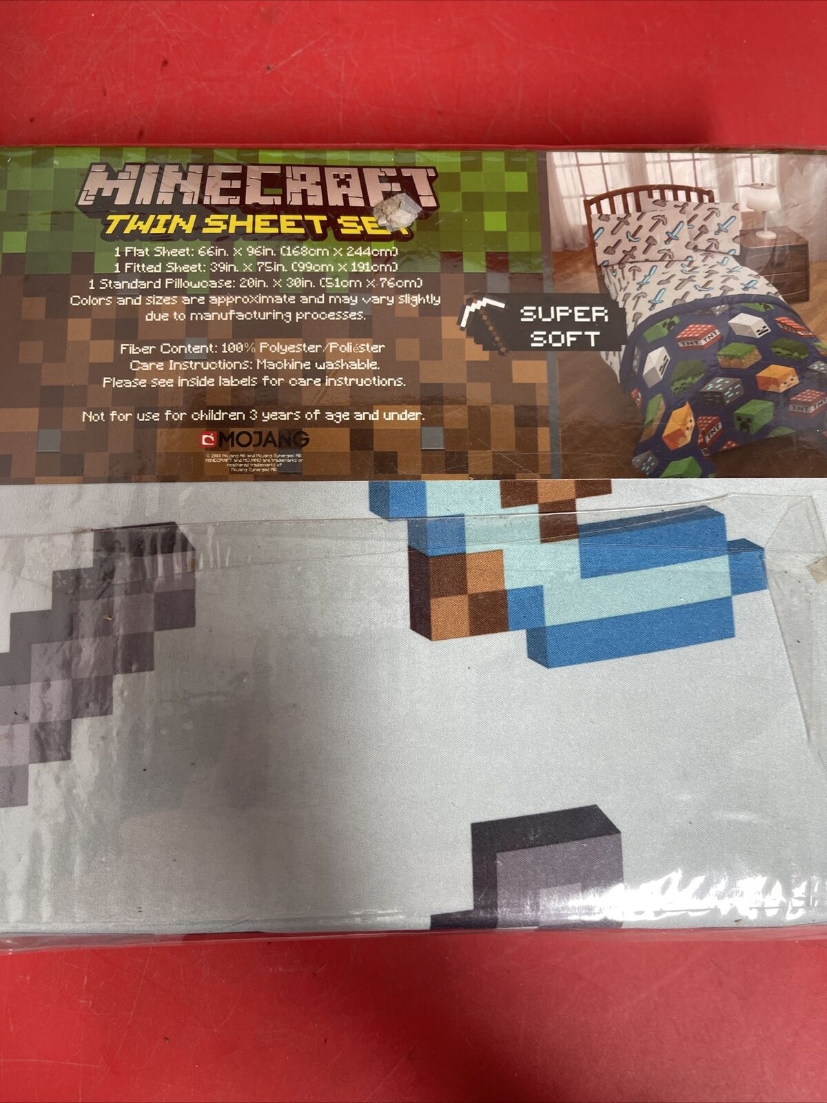 Mojang Minecraft Building Adventure Gaming White Bedding Twin Sheets