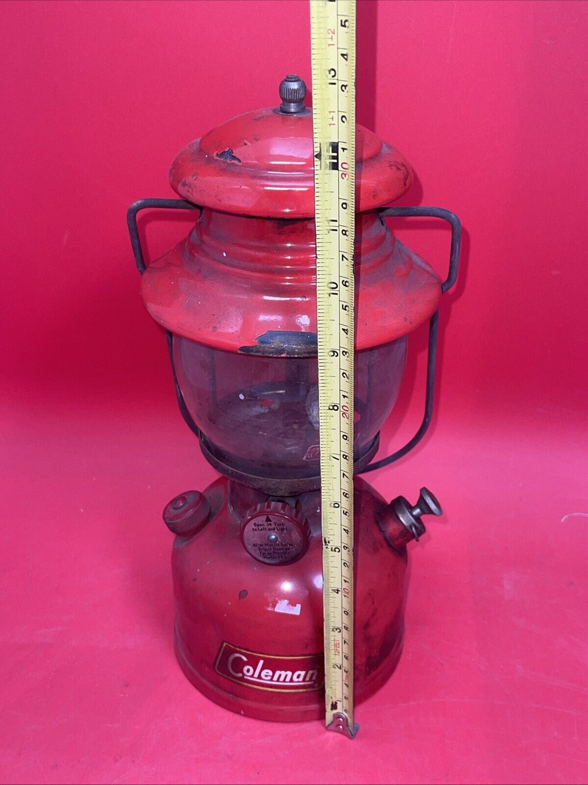 Vintage Red Coleman Model 200A Black Band Lantern